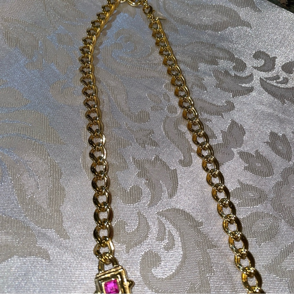 Nolan Miller Gold Necklace with Pink Gem